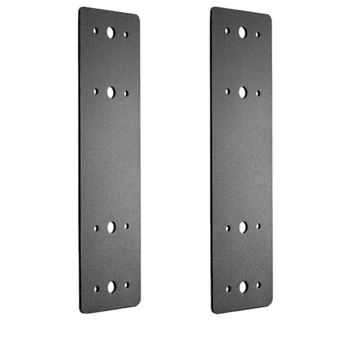 EasyByMall 2 placas de reparación planas de acero recto, soporte de reparación resistente de 10 x 3 pulgadas, placa de fijación de conexión de metal negro para refuerzo de estantes, cama, mesa, silla