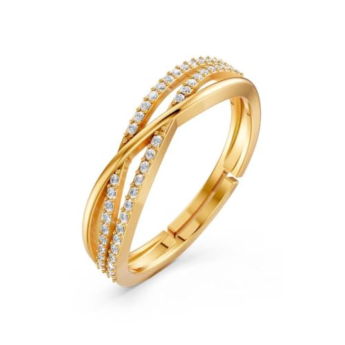 Image of Miss Highness 925 Pure Silver Crossover Eternity Ring for Women | Elegant Adjustable Design | Silver Jewellery With Authenticity Certificate | Gift for Girlfriend Wife | Casual Wear Ring,(MHN-R-125-N