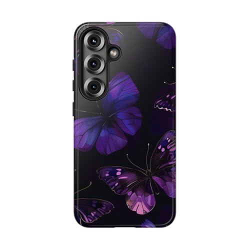 Coque Samsung Galaxy S25 papillon violet rigide et brillante