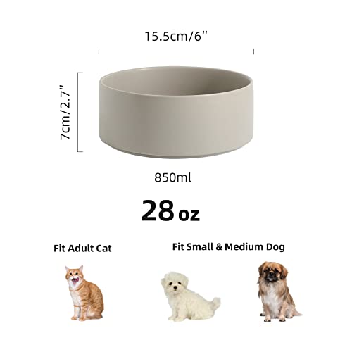 Havniva Non-Slip Ceramics Dog Bowl Medium Dog Feeding Bowl Dog Food Bowl Dog Dish Cat Water Bowl Protect Cervical Spine (6In Bowl, Grey) #TOP1