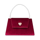 Mulian LilY Women Velvet Clutch Purse Pearl Top Handle Handbag Classic Wedding Party Prom Evening Ba