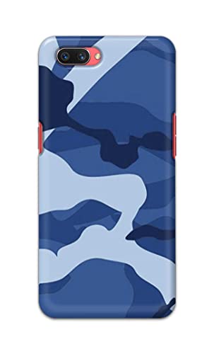 Image of Printed Hard Back Cover Case for Oppo A3s | Oppo A5 2018 | Realme C1 | Realme C1 2019 Back Cover (Army Blue Pattern) -702