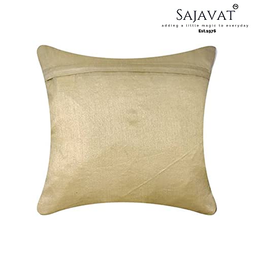 Image of SAJAVAT HOME Dupion Silk Self Design Cushion Cover (Pack of 1) Exclusive Edition 18x18 INCHES / 45x45 cm Brown (Grey, Dupion Silk) (Beige, Dupion Silk)