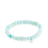 TOUS Pulsera Elástica Azul de Vidrio con Motivo de Oso en Plata de Primera Ley para Mujer, 16.5cm de Largo, Colección Basics