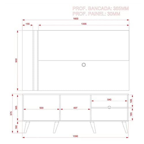 Rack com Painel para TV até 65 Polegadas 2 Portas Cronos Madetec