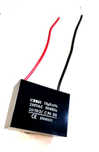 Condensateur CBB61 10uf 250V à 2 fils pour ventilateur de plafond 47x33x20mm