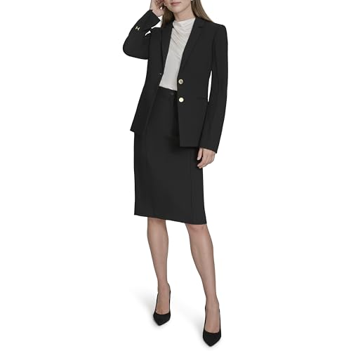 H HALSTON Women's Two Button Woven Office Workwear Blazer2