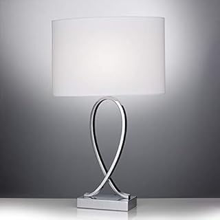 Silver Chrome Table Lamp with Iamp Shade in White Ivory Stunning Twist Feature