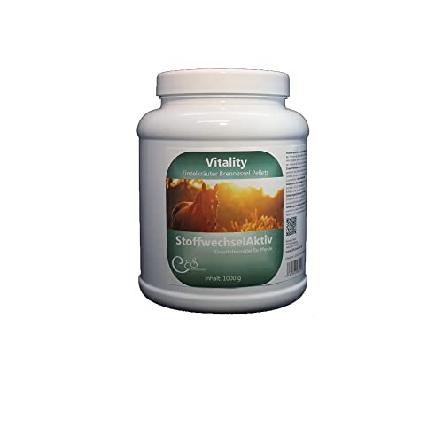Vitality StoffwechselAktiv Pellets 1000 g - getrocknete Brennessel, Einzelkräuter pelletiert, Pferdekräuter ohne Zusätze und ohne Bindemittel, naturrein, Getreidefrei Cover