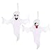 BAOLE 2 sztuki duch wiatrak flaga Halloween impreza dekoracja do zawieszenia, horrorowe worki wiatrowe duchy dekoracja do ogrodu przed patio trawnik ogród (119 x 118 cm) naturalna