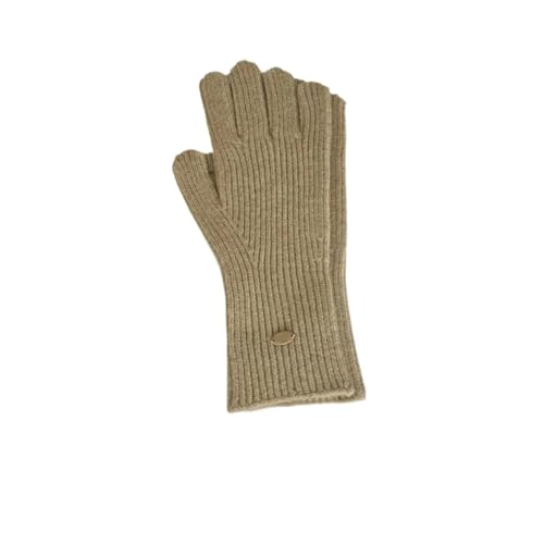 A Pair Women's Knitted Gloves Winter Warm Windproof Thermal Soft Stretch Ladies Touchscreen Gloves Fashion(Khaki)