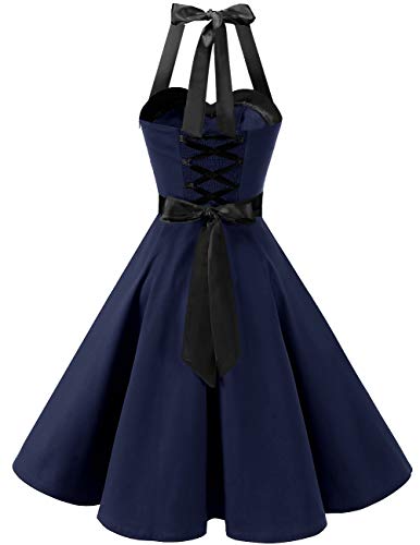 Image of DRESSTELLS Women's Vintage 1950s Cocktail Dress, Retro Tea Party Halter Swing Dresses