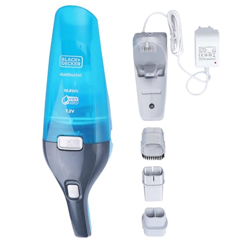 Black+Decker WDC215WA-QW WDC215WA-QW-Aspirador de Mano 7,2V 1,5Ah para líquidos y Sólidos con Accesorios. Cargador de Pared, 10.8 W, 385 milliliters, 65 Decibeles, Gris/Azul Black+Decker WDC215WA-QW WDC215WA-QW-Aspirador de Mano 7,2V 1,5Ah para líquidos y Sólidos con Accesorios. Cargador de Pared, 10.8 W, 385 milliliters, 65 Decibeles, Gris/Azul