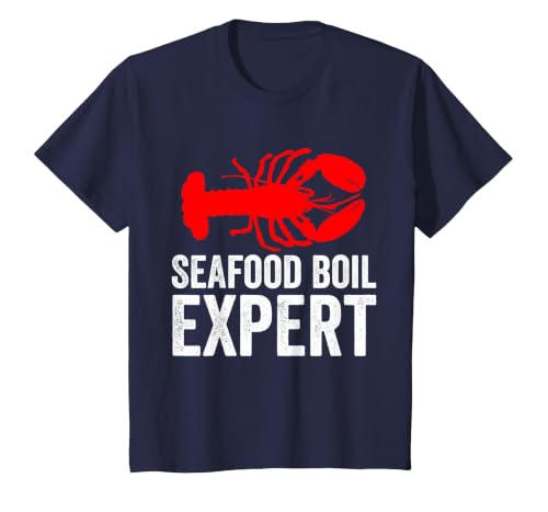 Seafood Boil Expert T-Shirt, Youth, Navy Blue, Large