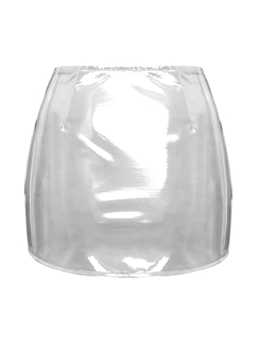 Women's Glossy PU Bodycon Miniskirt Front Zipper Wet Look Clubwear for Party Nightclub4