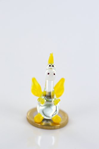 Dragon Clear Yellow Miniature Glass Figure Yellow Dragon Mini 2 Glass Animal Decorative Display Case - Image 2
