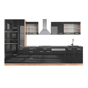 Vicco R-Line Keukenblok, inbouwkeuken, keukenkasten, keukenmeubel, 350 cm