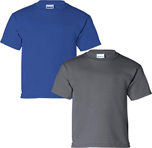 T-shirt en coton enfant Gildan lot de 2 bleu roi et gris anthracite taille XS
