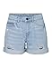 Noisy may Damen Jeansshorts mit Rissen und umgeschlagenem Saum, Farben:Hellblau, Größe:M