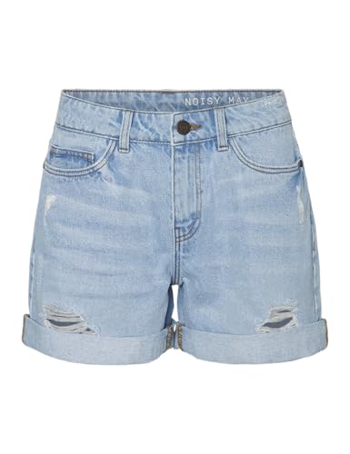 Noisy May Shorts strappate con Orlo Arrotolato, Colore:Azzurro, Taglia:M