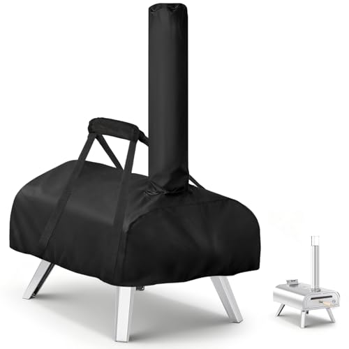 Flymer Pizza Oven Cover for BIG HORN 16 Inch 420D Heavy Duty Pizza Oven Carry Cover with Chimney Pizza Oven Accessories for BIG HORN Waterproof & Windproof 69 x 50 x 46cm Black