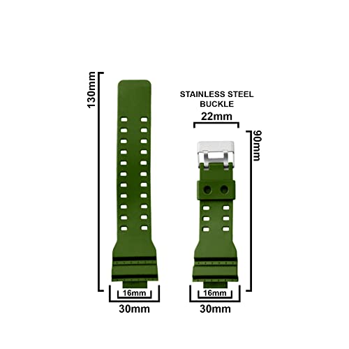 Image of DBLACK ''CDS3'' 16MM Resin Watch Strap / / Compatible With ''CASIO'' G-SHOCK GD-120 / GA-100 / GA-110 / GA-100C & Other Watches (Green)