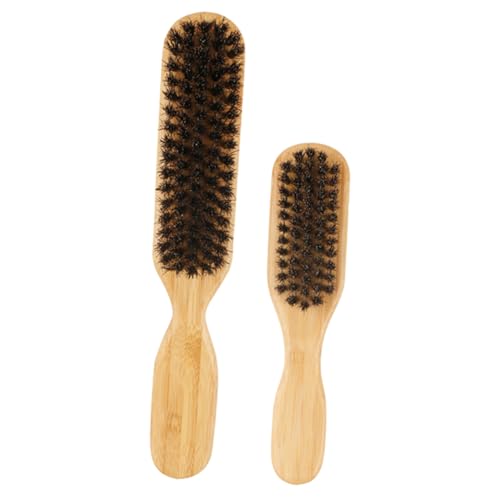 PLAFOPE 2pcs Beard Grooming Brushes Set Bristle Hair Cleaning Brush for Men for Neck and Beard Trimming Ergonomic Handle Gentle Bristles for Comfortable Use