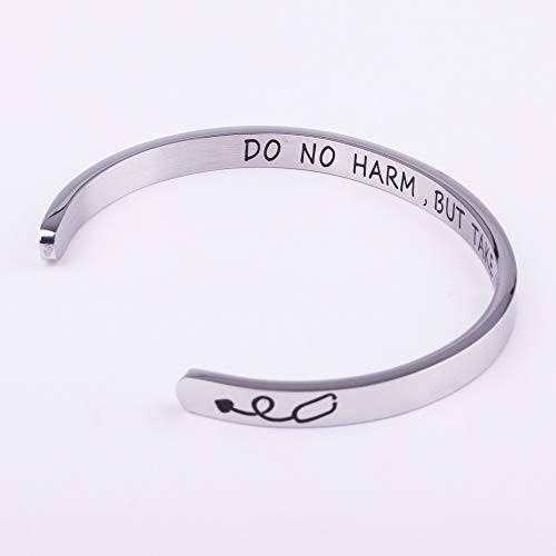Image of Anlive Do No Harm But Take No Shit Inspiration Mantra Cuff Bangle Bracelet for Medical Staff