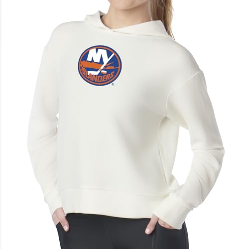 Northwest NHL New York Islanders Women's Soft Pullover Waffle Hoodie, Warm Comfortable Sweatshirt with Team Logo, Cozy Long Sleeve Fan Apparel, X-Large
