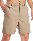 Libin Golf Shorts Men 7' Dress Shorts Casual Work Flat Front Stretch Lightweight, Khaki 30