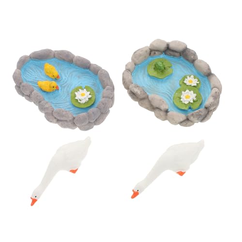 BAZEITFLOW 2pezzi Sculture in Miniatura Oche in Resina Decorazioni Per Fiore Figure Animali Per Giardino Da Te o