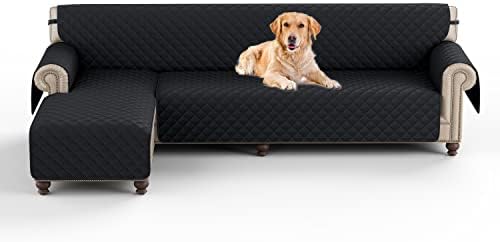 TOPCHANCES Sofa Slipcover L Shape 3pcs Reversible Sofa Cover Sectional Couch Cover 3 Seater Chaise Slip Cover with Elastic Straps for Kids Dogs Cats Pet Furniture Protector Cover