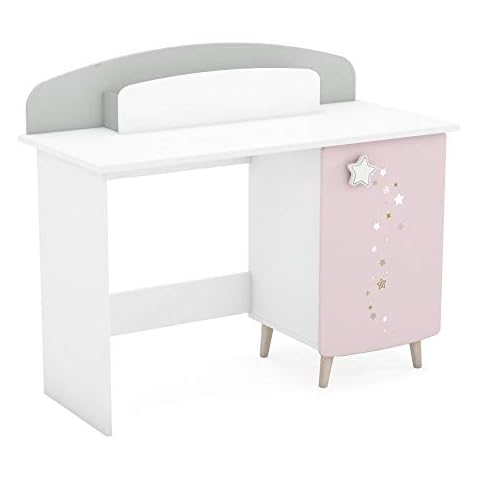 Kinderschreibtisch Sternschnuppe rosa weiß B 113 cm T 50 cm MDF Holz Cover