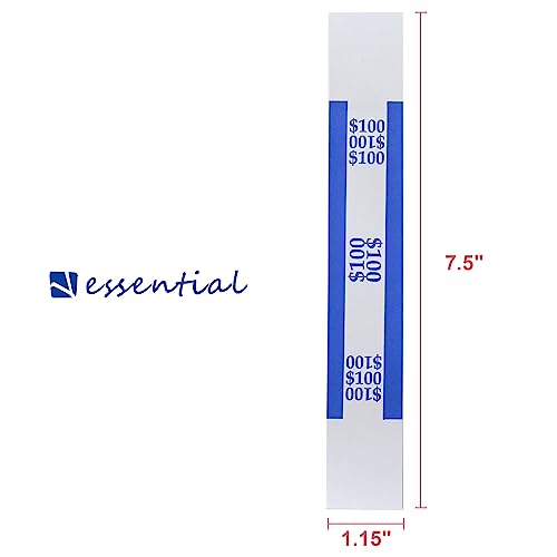 Currency Straps – Bill Wrappers, Money Bands To Organize Bills, Aba Standard Colors, Self-Adhesive, 7.5 X 1.15 Inches ($100 / Blue) #TOP3