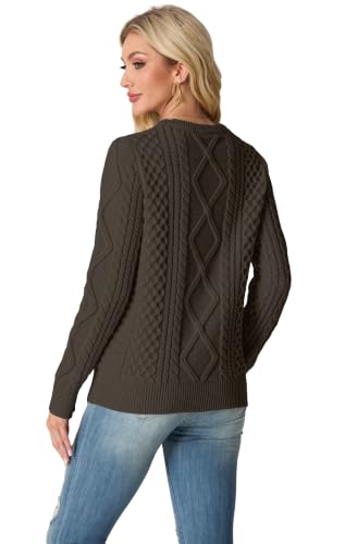 Image of GRECERELLE 2026 Womens Fall Winter Long Sleeve Casual Pullover Sweater Tops | Crewneck, Cable Knit, Chunky, Vintage Style, Anti-static(XS-2XL)