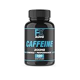 Fx Supps Caffeine 200 mg Pills (200 Capsules) Fast Acting Energy Supplement for Men and Women |...