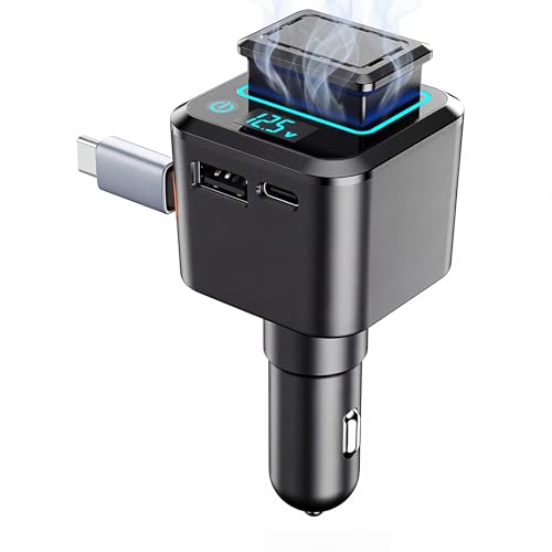 Chargeur de voiture type C rétractable avec USB C 30W puissant