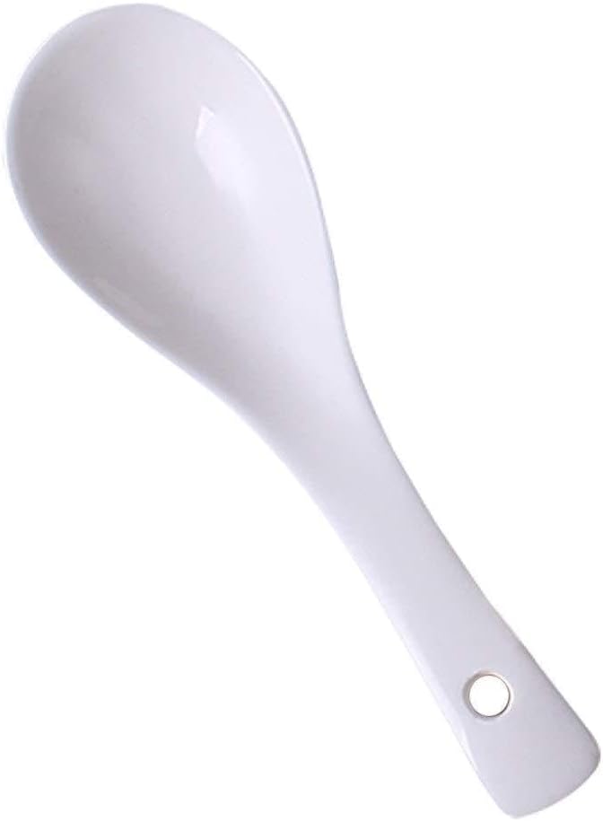 Scoop 20 Piece Ceramic Asian Soup Spoon Appetizer Spoon Set Service Spoon for Home Kitchen or Restaurant, White Soup Spoon (Color : B)