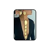 JWIGP Chunky Statement Jewelry Set – Oversized Geometric Hammered Gold Earrings and Pendant, Trendy Fashion Accessory for Women, Party Outfit Highlight (Gold Set)