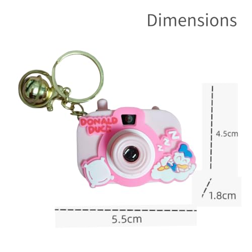 Image of Mini Projector Camera Toy with Bell, Plastic Multicolor Design, Light Projection Feature, Cartoon Keychain for Kids