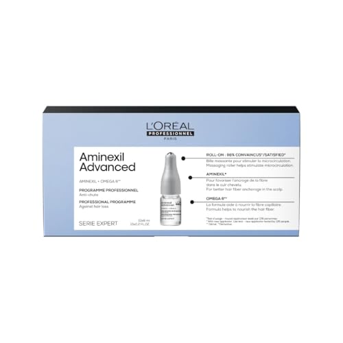 L'Oréal Professionnel Stimulierendes Kopfhaut-Serum gegen nicht krankheitsbedingten Haarausfall, Mit Omega-6, Serie Expert, Aminexil Advanced, 10 x 6 ml