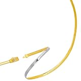 Two Tone Reversible Omega Chain Necklace In 14k Yellow Real Gold And Sterling Silver, 3mm, 18'