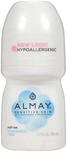 Almay Roll On Antiperspirant Deodorant for Women, Hypoallergenic, Fragrance Free for Sensitive Skin, 1.7 oz