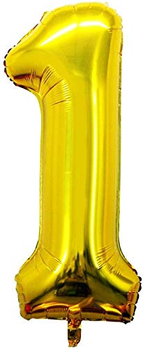 Image of Atpata Funky 1 Number Golden Foil Balloon 40 inch Size Birthday Decoration Items | Happy Birthday Decoration Kit | 1st Year Birthday Party Anniversary Wedding Decorations