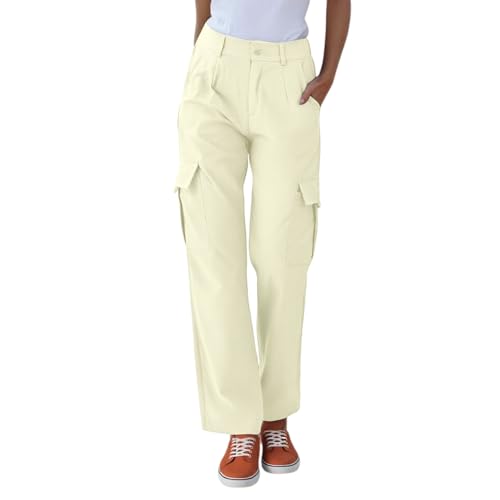 Womens Cargo Pants High Waisted Baggy Wide Leg Pants Elastic Waist Casual Hiking Travel Pant with Pockets Y2K Clothes