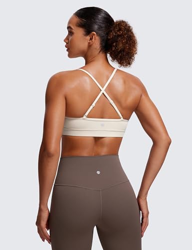 Image of CRZ YOGA Butterluxe V Neck Sports Bras | Light Support, Removable Pads, Yoga, Extremely Soft, Square Back, Adjustable Spaghetti Straps, for Women