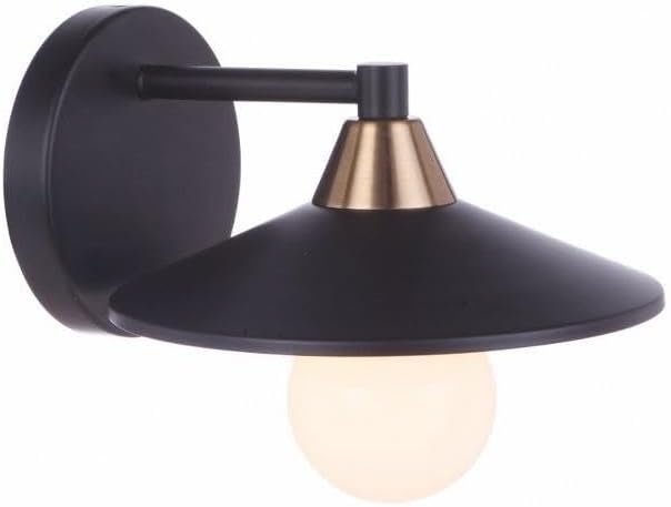 Craftmade Isaac 1 Light Metal Shade Wall Sconce Flat Black/Satin Brass
