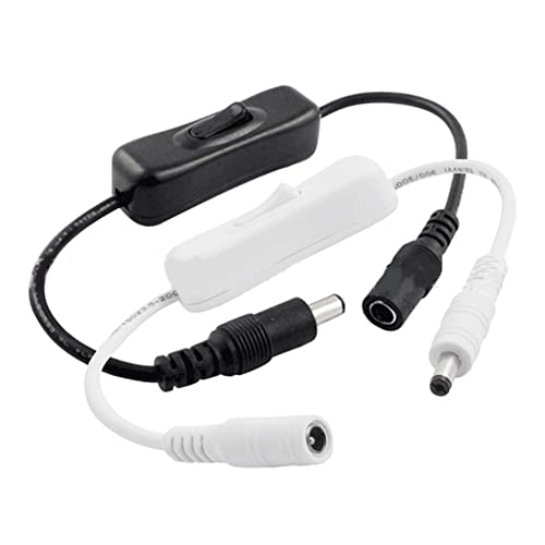 Câble d'interrupteur en ligne interrupteur à bascule marche/arrêt DC 12V femelle câble d'alimentation mâle 5.5x2.1mm interrupteur en ligne 304 5V 12V 24V pour lampe à bande LED (Noir) Cover