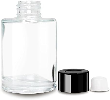 Feel Fragrance Reed Diffuser Bottles with Black Caps Refillable Glass Diffuser Bottles Set of 4-3.15" High, 70ml 2.4 fl oz. Small Round Shape, Fragrance Accessories