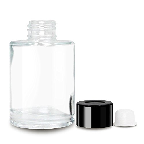 Feel Fragrance Reed Diffuser Bottles with Black Caps Refillable Glass Diffuser Bottles Set of 4-3.15" High, 70ml 2.4 fl oz. Small Round Shape, Fragrance Accessories